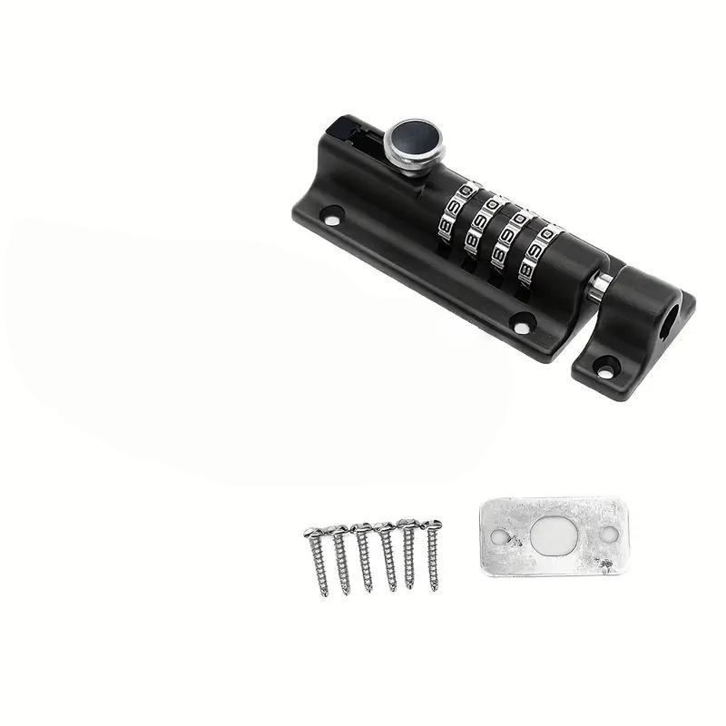 Customizable 4-Digit Combination Slide Latch Lock, Metal Barrel Bolt Door Security, Adjustable Password Setting, Assembly Required