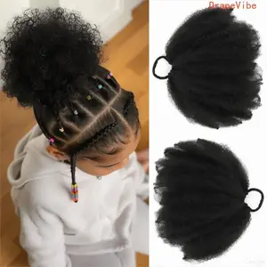 10 Inch Kinky Curly Synthetic Ponytail Extension, Elastic Band Volumizing Afro Hairpiece For Daily Styling
