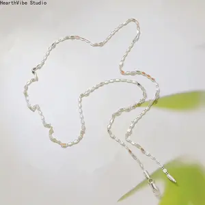 925 Sterling Silver Necklace, Minimalist Flat Sequin Chain for Men & Women, Sparkling Daily & Party Jewelry, 60cm/23.6in, Minimalist Necklaces, Necklaces