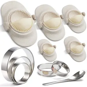Empanada Maker Press, 6-Inch Extra Large Dumpling Mold Set with Dough Cutter, 5 Sizes(6"/5"/4"/3"/2.6") for Pierogi, Pastelitos, Calzone, Turnovers, Chinese Dumpling