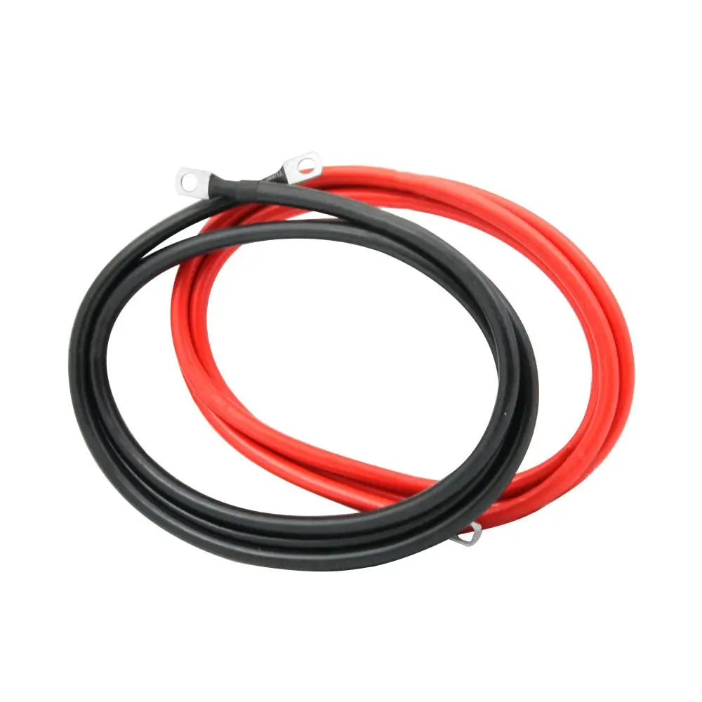 2 AWG Battery Cable 2 Gauge Pure Copper Battery Inverter Cables with 5/16 in Lugs Both Ends Power Inverter Wire Set for Automotive Solar Power Inverter Marine Boat RV Car Motorcycle (7FT)
