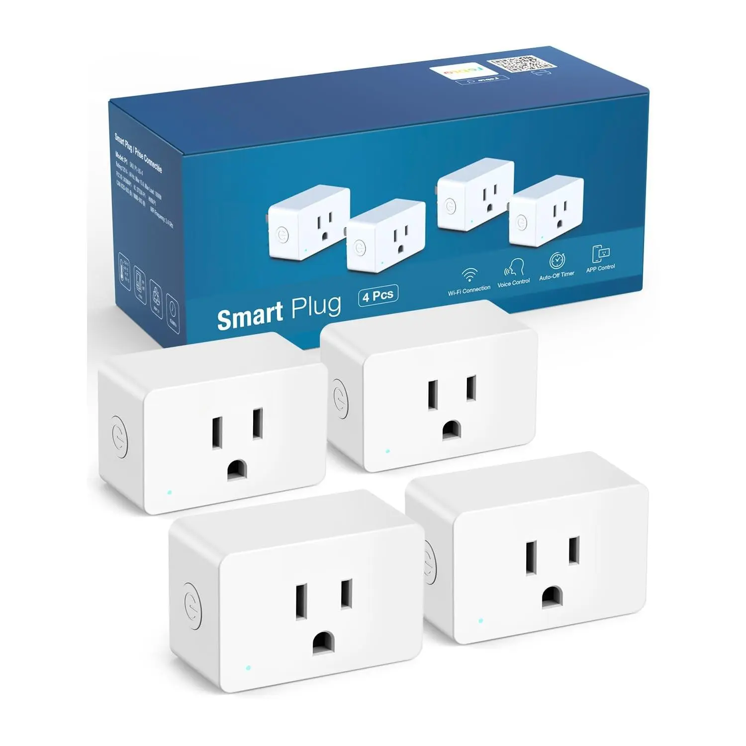 P1  Plug Mini 15A,  WiFi  Outlets Work with Alexa &  Assistant, Voice/APP Control, Safety Lock, Schedule & Group Controller, 2.4G WiFi Only, ETL & FCC Certified, 4-Pack