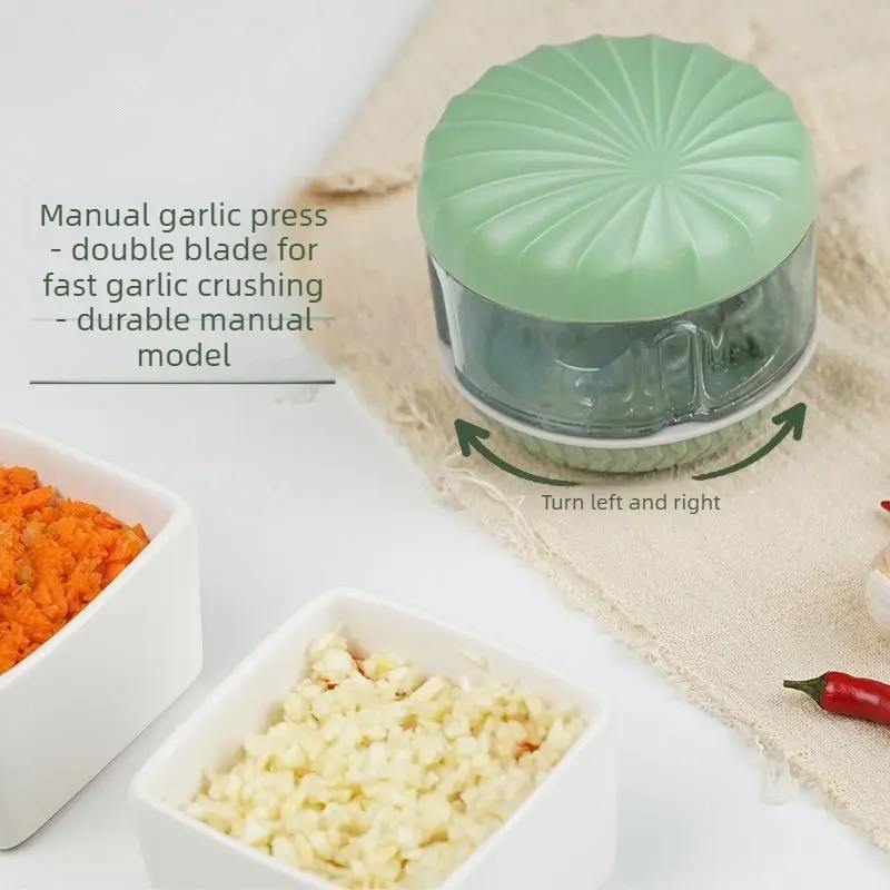 Double Blade Rotary Garlic Crusher Portable Small Vegetable Onion Cutter grater