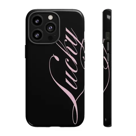 Shockproof Silicone Phone Case for iPhone 16 Plus - Vintage Cute Aesthetic, Lucky Animal Floral & Pink Text on Black Smile Design, Tough Protective Mobile Phone Accessories Cover