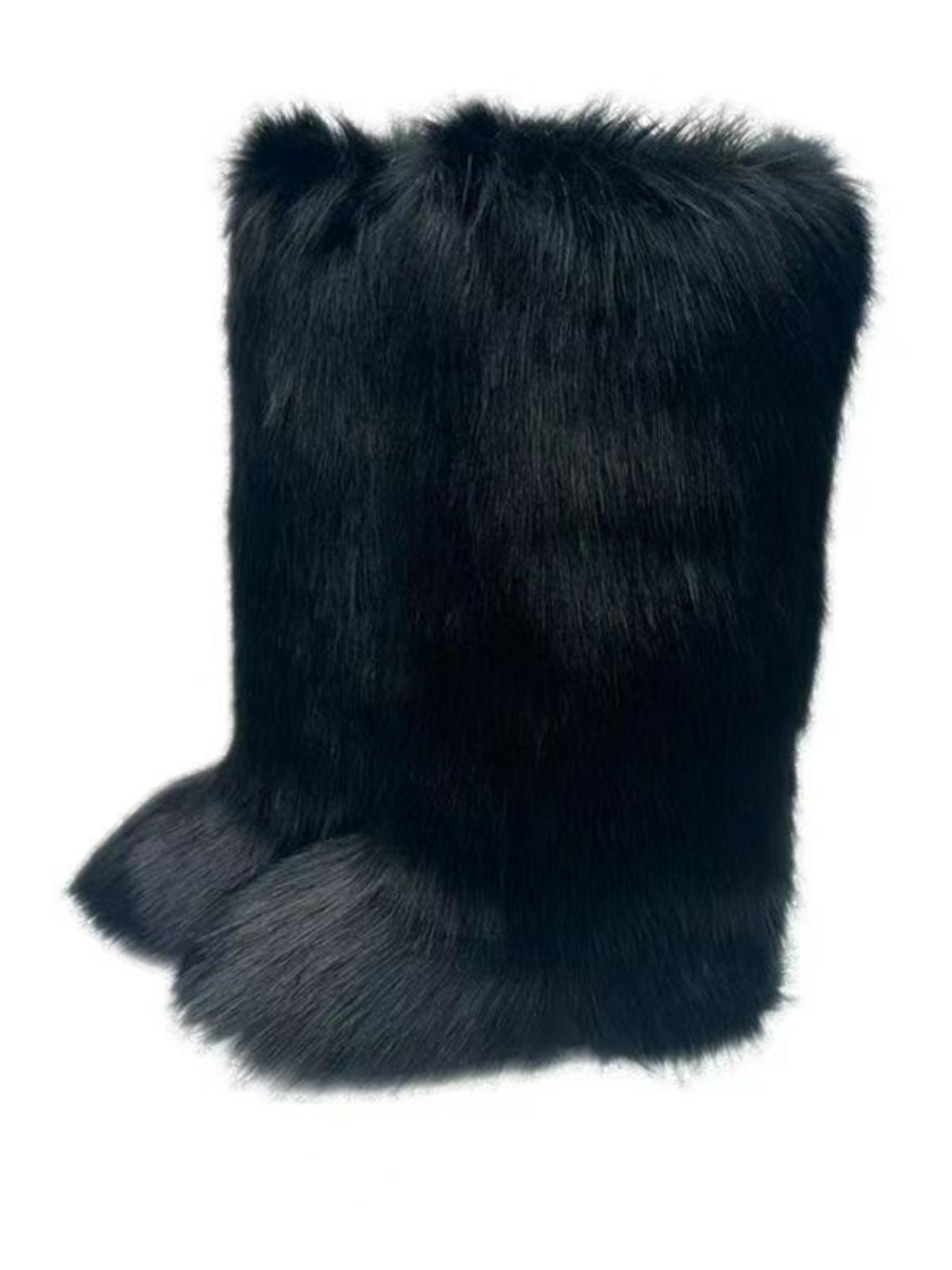 Fashionable Long Tube Snow Boots for Women, New Trend All-match Plain Plush Knee Boots, Y2k Style Fashion Snow Boots for Women, Trending Shoes shaggy boots 2000s shaggy boots, Casual Warm Boots