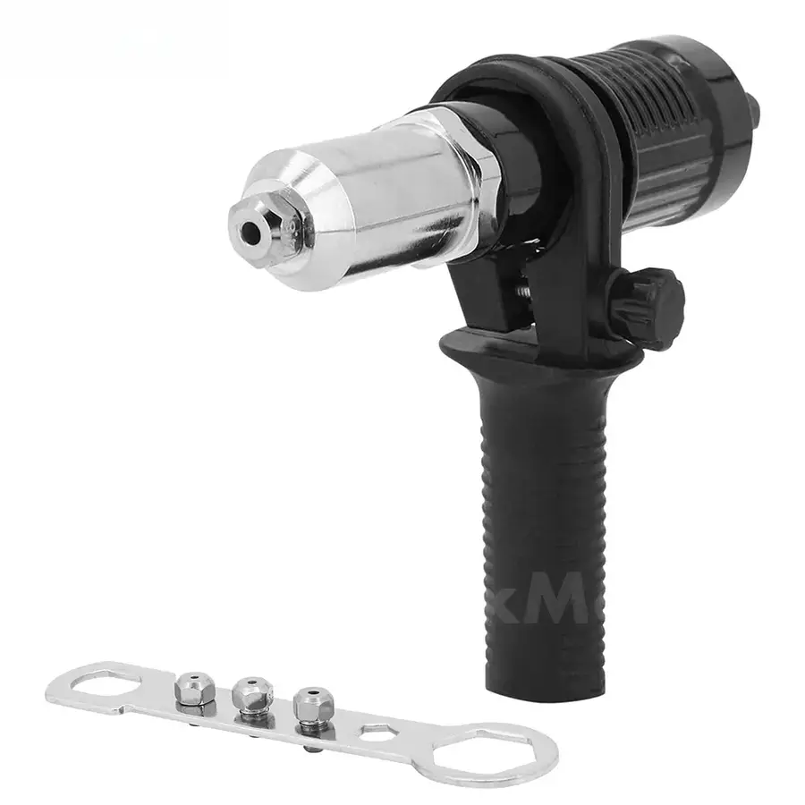Rivet Gun Adapter Kit with Handle Grip Riveter Drill Attachment Riveting Hand Tool Insert Nut for Cordless Electric Power Drill