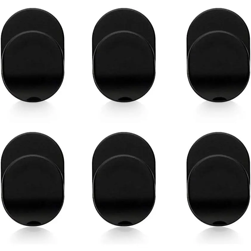 6-Count Modern Metal Synthetic Finger Hook Phone Holders & Mounts - Upgraded Easy-Remove Adhesive Thumb Grip Hands-Free Stands for Cellphones, Mobile Phones, Ceramic Tile, Black