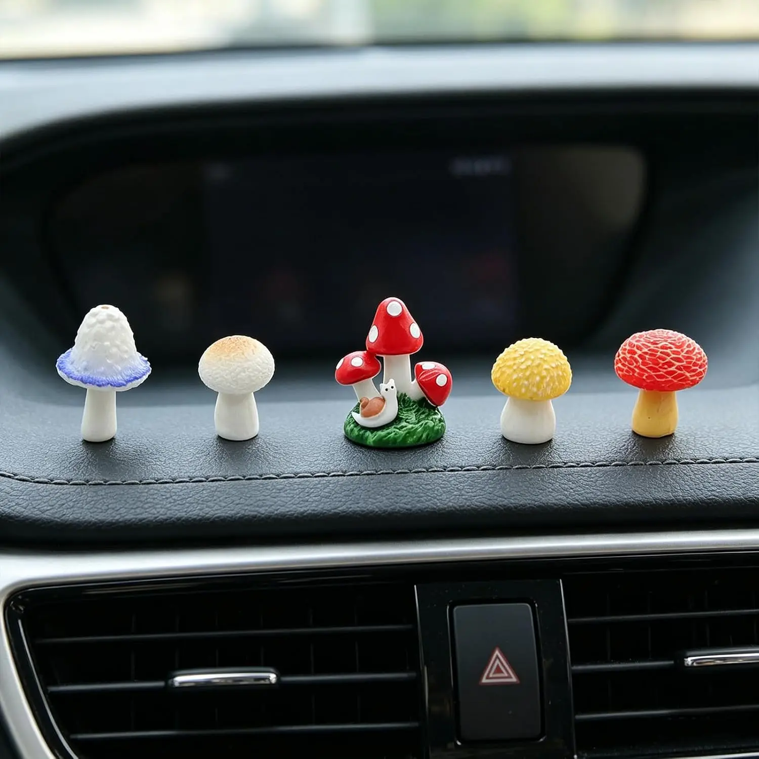 5 count Cute Mushroom  Dashboard Accessories,Girly   Decor | Lifelike Design, Figurines,Whimsical Fairy  Garden Themed Ornaments