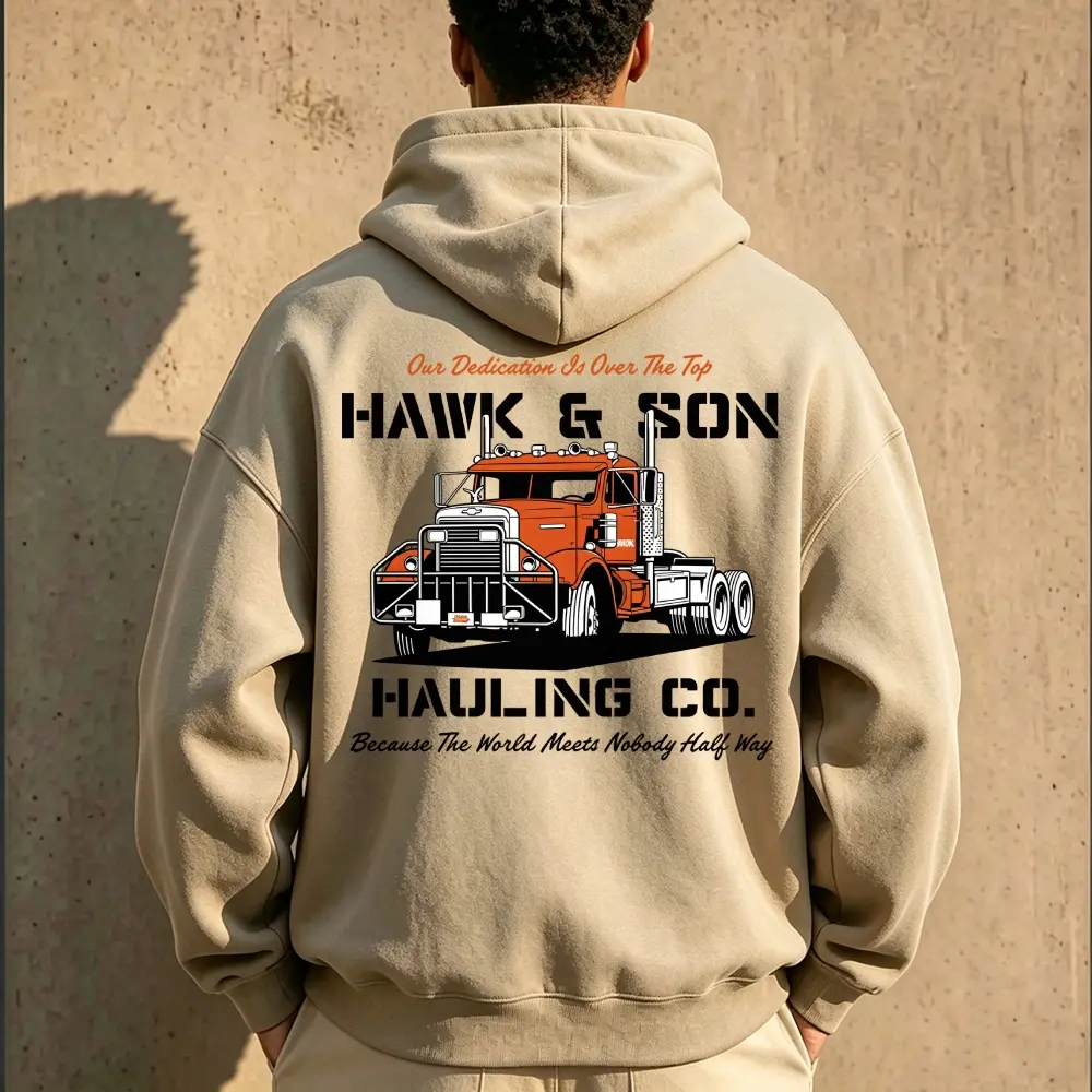 Vintage Truck Hoodie for Men, American Workwear Graphic Sweatshirt, Classic Hauling Style Pullover