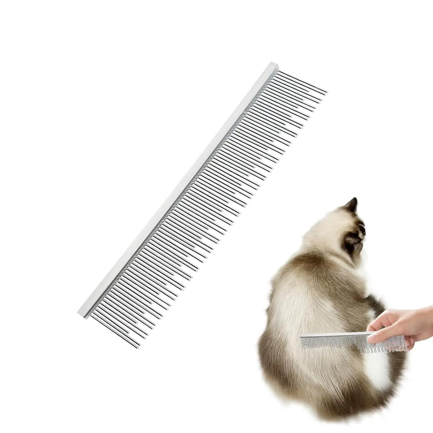 6-In Stainless Steel Pet Comb for Dogs & Cats, Metal Detangling Hair Grooming Tool with Rounded Tips for Long/Short Haired Pets, Anti-Static Tool Reduces Matting & Controls Shedding