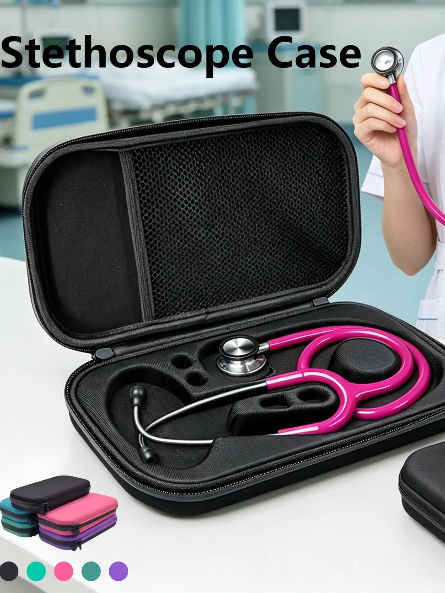 Durable Shock-Proof Stethoscope Case, High-Density Eva Lining, Stylish and Portable, Impact-Resistant, Ideal for Medical Professionals
