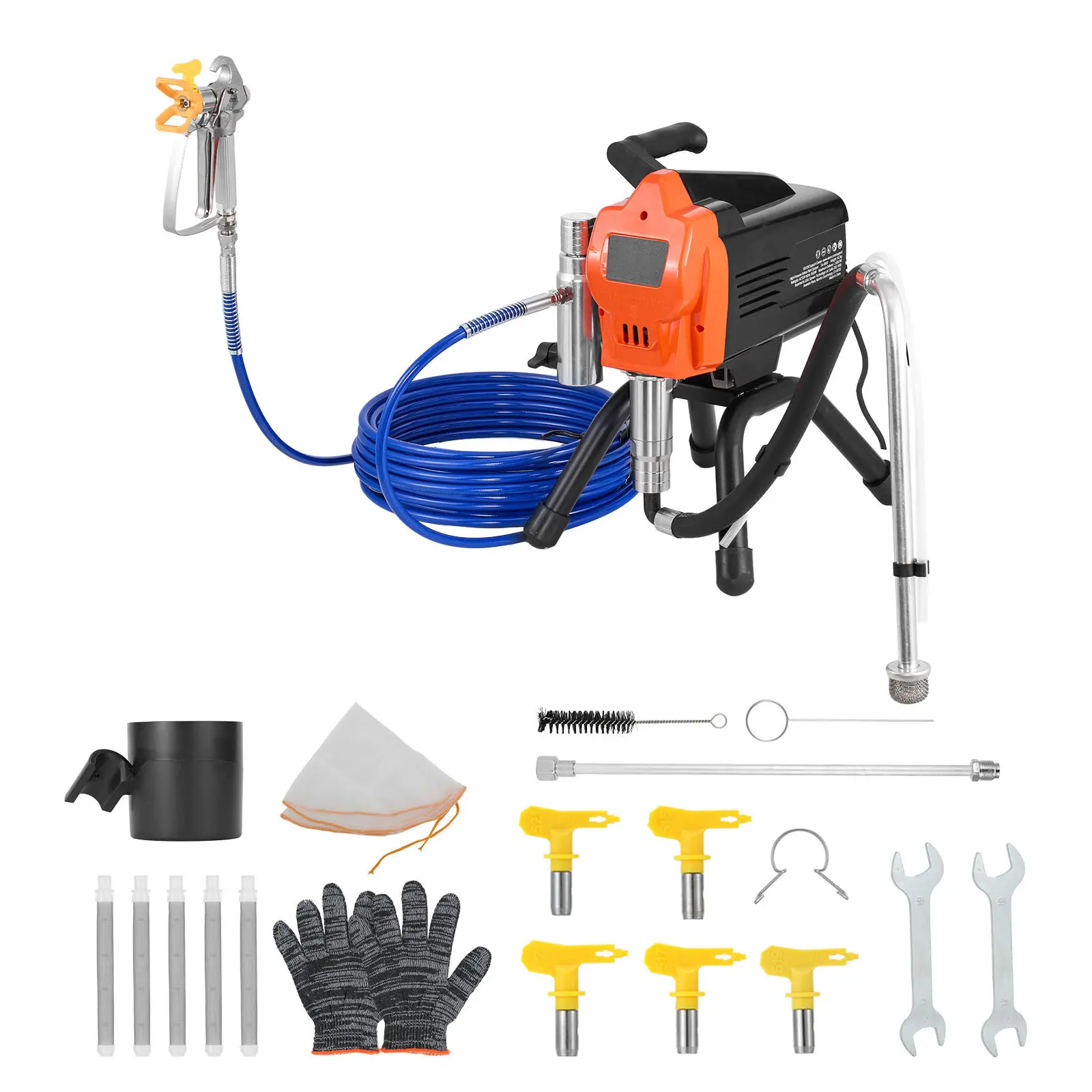 Portable Stand Airless Paint Sprayer, 1500W Power, 621 Nozzle Compatibility, Intelligent Voice Diagnosis, Easy Cleaning & Maintenance