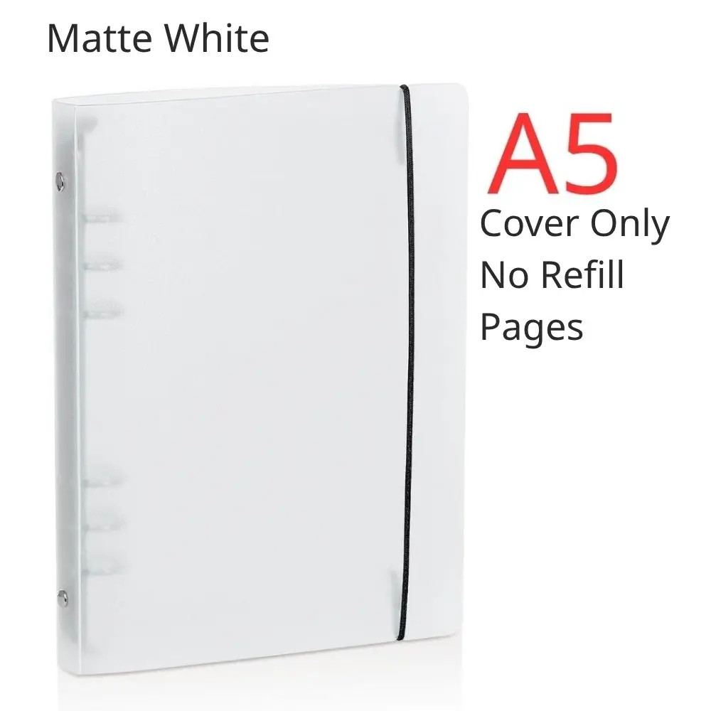 A5 Frosted 6-Ring Binder Cover with Optional 25 Refill Pages, Sticker and Photocard Organizer Album, 4-Pocket Storage Set for Journaling Supplies