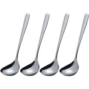 Small Ladles,Sauce,Gravy Soup Spoons Ladles,4 Pack SUS 304 Non-magnetic Stainless Steel 8'' (Color:Silver).