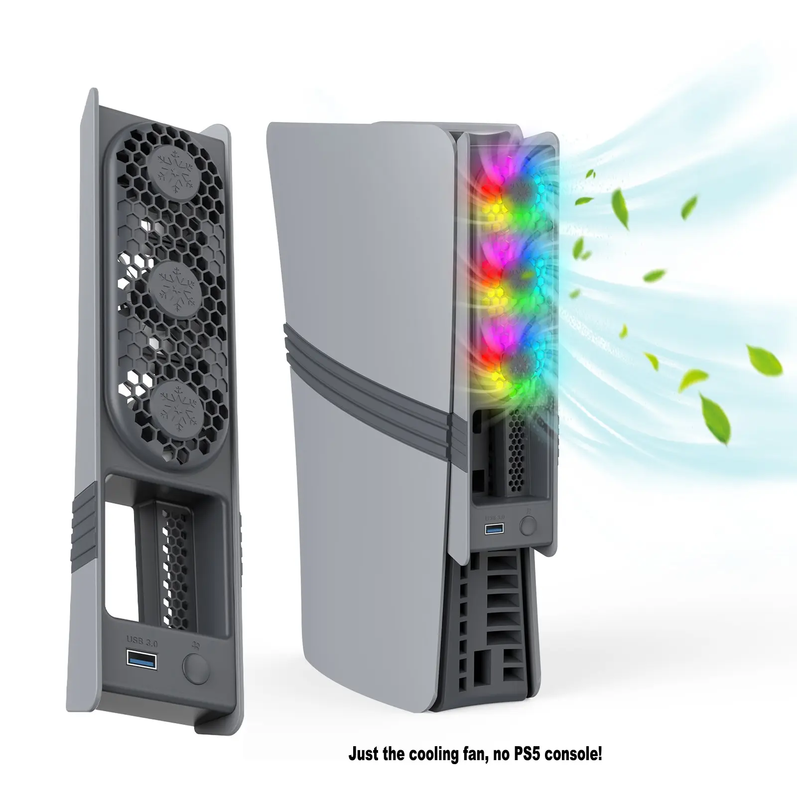 PS5 Pro/Slim Rear Cooling Fan with Smart Temp Control & RGB Light, Auto-Adjusting Quiet Cooler for PS5 Console, Adjustable Cooling System Cooling Products