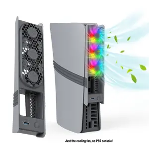 PS5 Pro/Slim Rear Cooling Fan with Smart Temp Control & RGB Light, Auto-Adjusting Quiet Cooler for PS5 Console