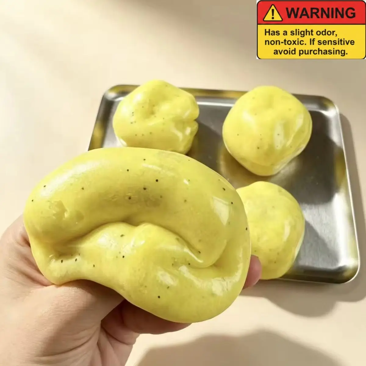 Potato Squishy Handmade Fidget, Realistic Fake Food Stress Ball, Mashed Potato Skin Soft Filled Squeeze, Toy Squeeze Shapeable for Anxiety Relief, Squishy Handmade Fidget(2.4in/6cm)