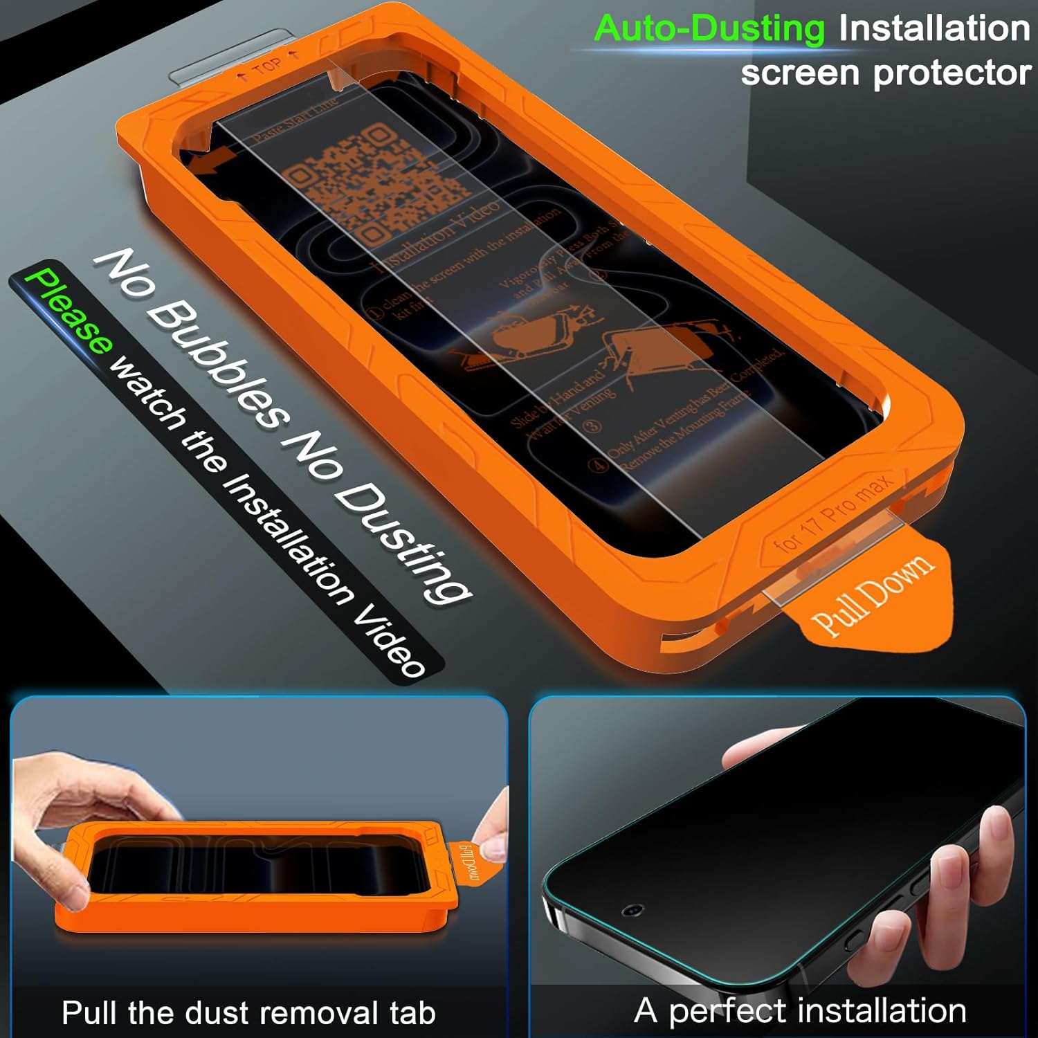 [Auto-Dust Removal] 3 Pack  Screen Protector for  17 Pro Max [6.9 INCH] Anti Spy Private Accessories, Case Friendly Film,  Grade Tempered Glass 3 Camera Lens Protector