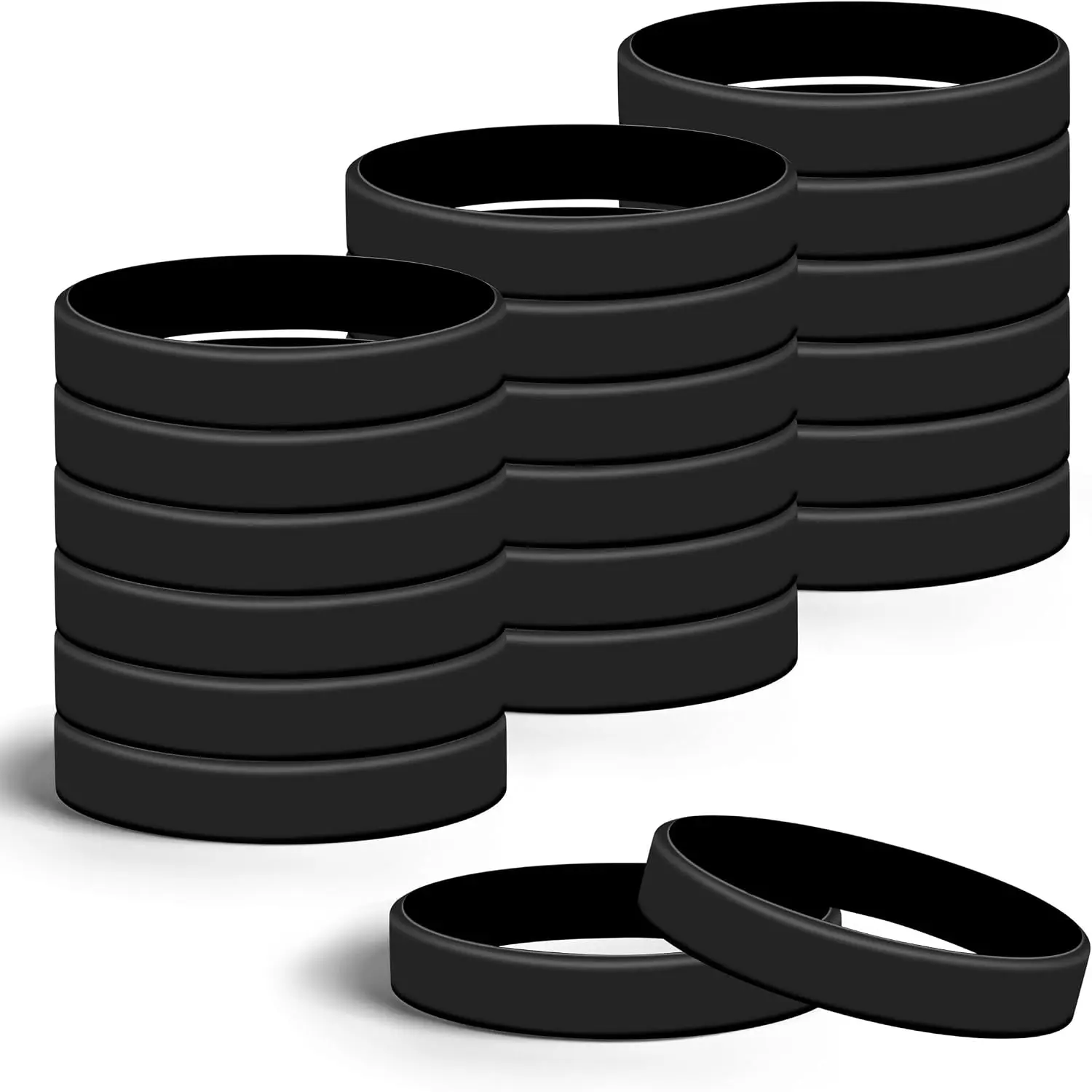 24 count Black Blank  Bracelets Solid Color rubber wristbands
