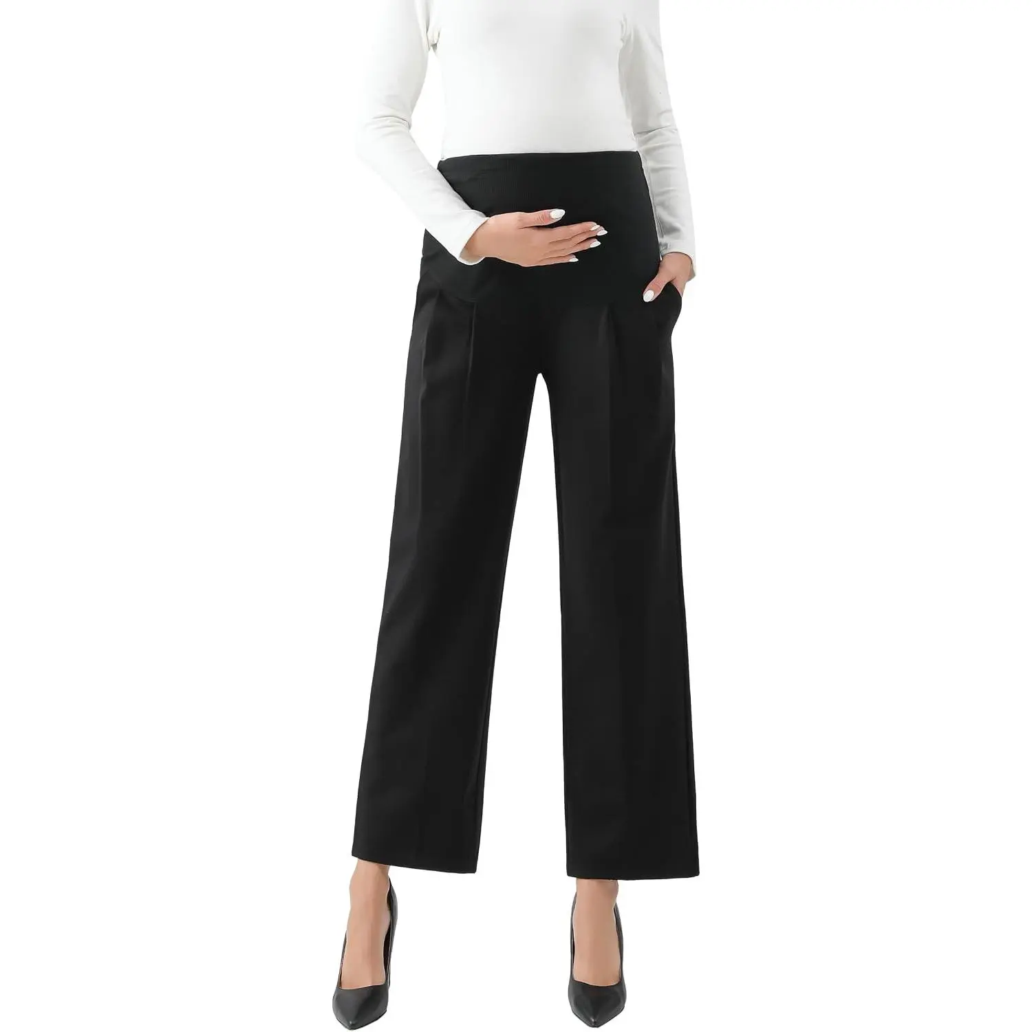 Maternity Pants Comfortable Stretch Over-Bump Women Pregnancy Casual Capris for Work