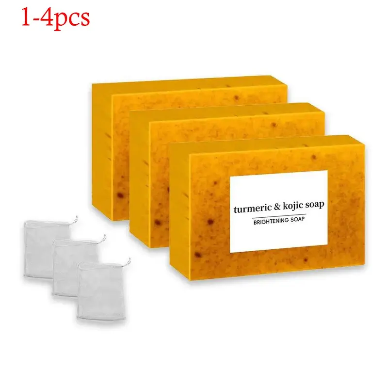 1/2/3/4 Counts Lemon Tea Tree Turmeric Kojic Acid Soap Bars, Brightening Cleansing Bar for Face and Body, Skin Glow Bath Soap, Helps Improve Skin Tone and Blemish Appearance