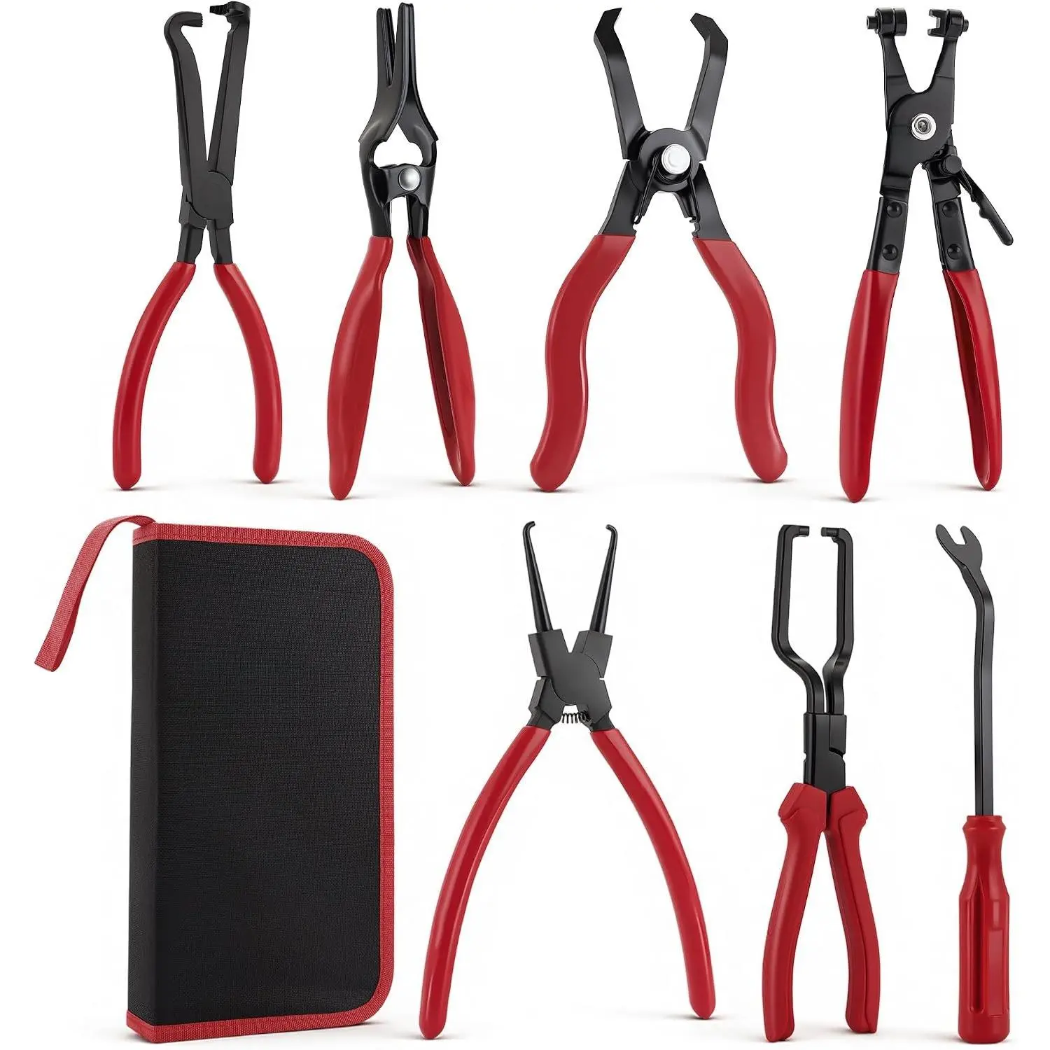 Line Pliers Set, 7 count Disconnect Set with  Line/Hose Clamp/Removal Pliers, Electrical Disconnect/ 30° Push Pin Tools, Trim Panel Clip Remover & 9" Filter Caliper
