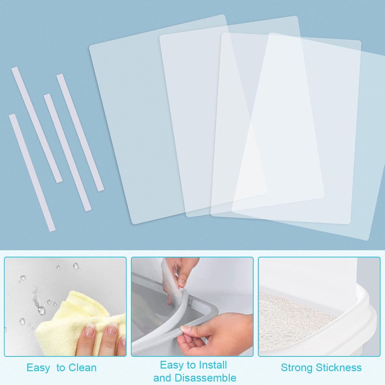 Litter Box Splash Guard Pee Shields - Anti-Splashing  High Sided Litter Box High Wall  Toilet  Kit for Open Top Litter Pan (4 PCS)