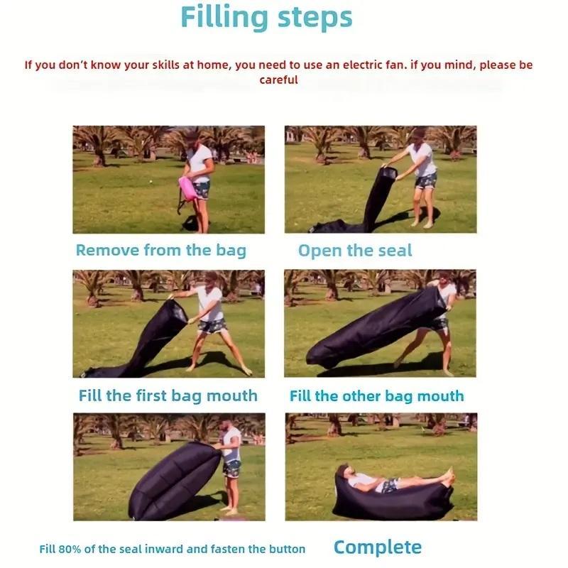 Inflatable Sofa, 1 Count Foldable Soft & Fast Inflation Sofa for Camping & Lounging, Portable Inflatable Bed for Outdoor Camping, Camping & Hiking Equipment, Folding Couch