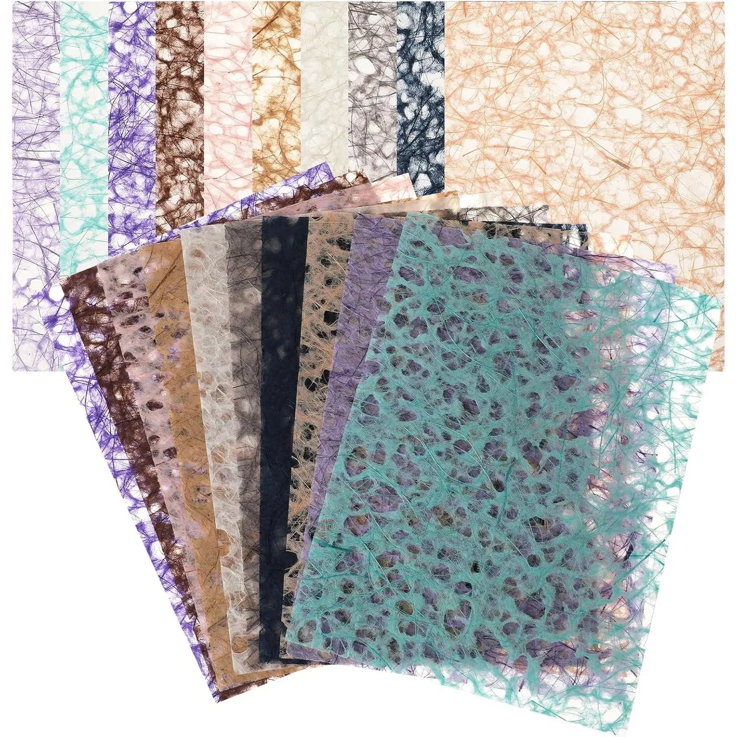 20 Sheets  Mulberry Decorative Paper - Colorful Textured Decoupage A5 Craft Paper Kit for Scrapbook Journal Card Crafts Decorative Making Supplies