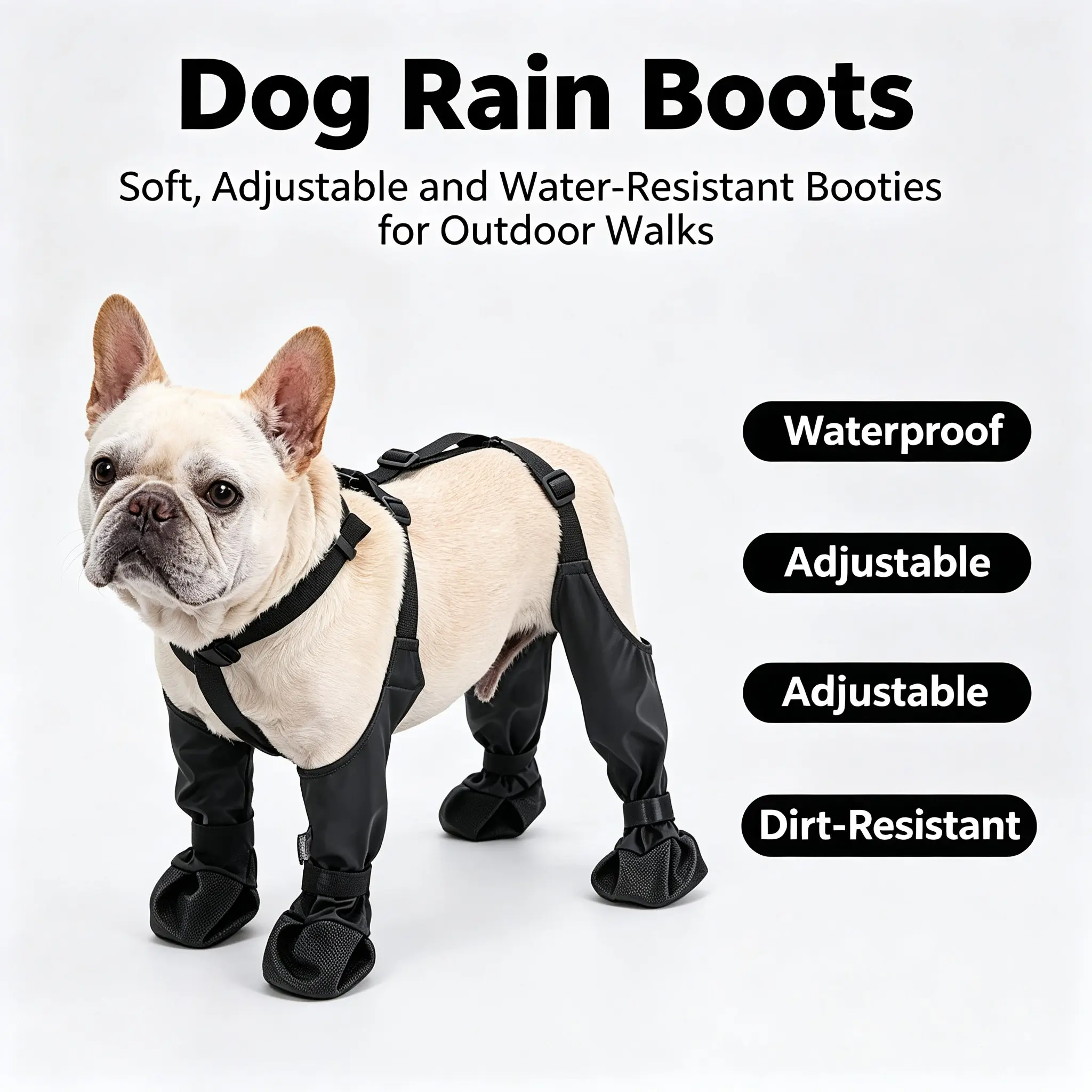 Pet Rain Boots, Soft Waterproof Anti-Dirty Dog Walking Shoes, Adjustable Straps, Multiple Sizes, Ideal Gift for Pet Lovers