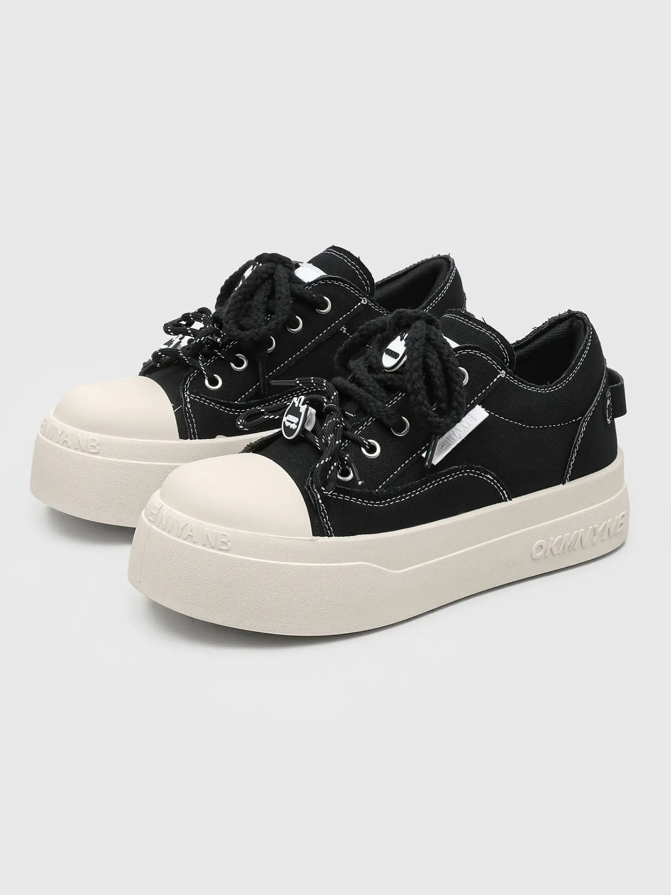 Men's Thick Sole Canvas Shoes, Trendy Chunky Rope Laces, Casual Versatile Board Sneakers, Comfortable and Stylish Footwear for Everyday Wear, Trainer
