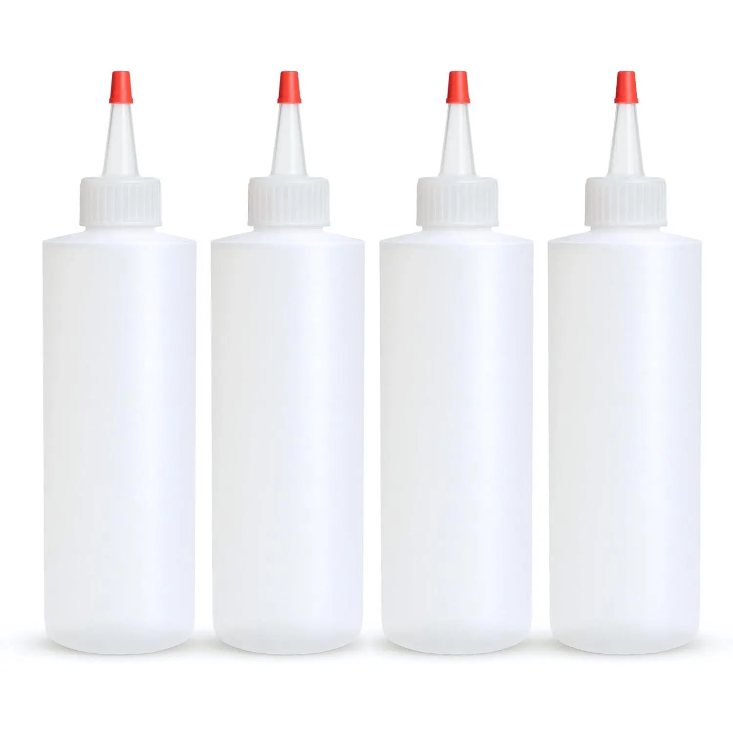 Condiment Squeeze Bottles, 4 OZ Empty  Bottle, Red Top Cap, Leak Proof - for Ketchup, Mustard, Syrup, Sauces, Dressing, Oil, Arts & Crafts,  Plastic - 4 PACK