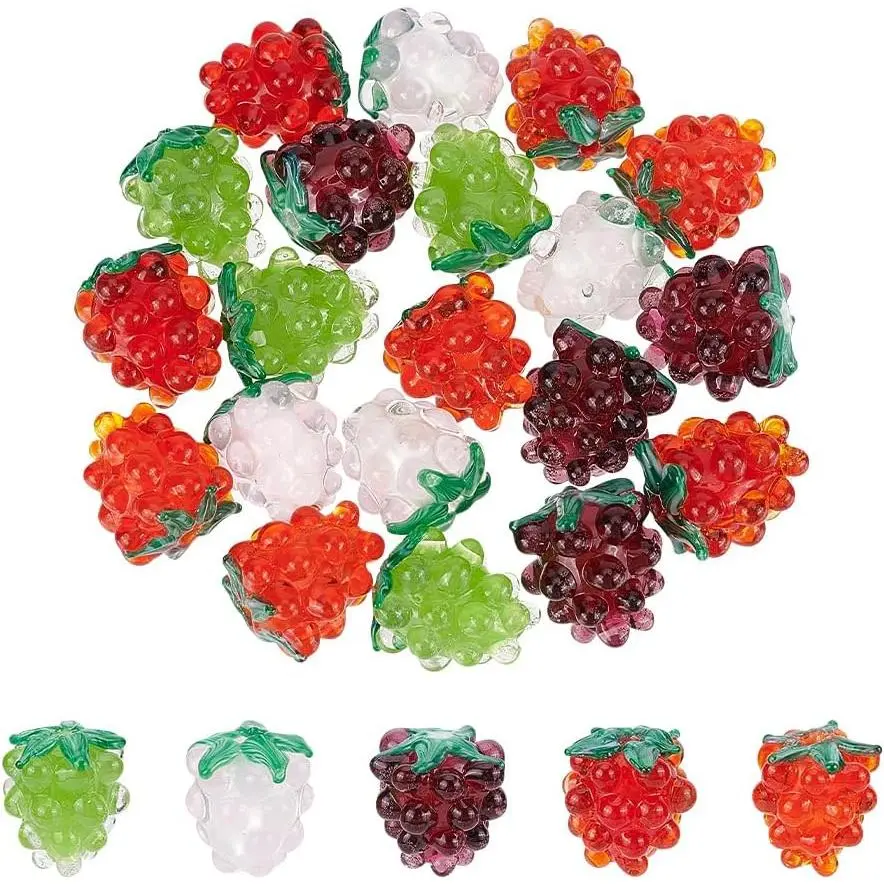 10 count 5 Colors  Lampwork Beads, Glass Grape Fruit Beads Loose Lampwork Spacer for  Necklace Bracelet Earrings