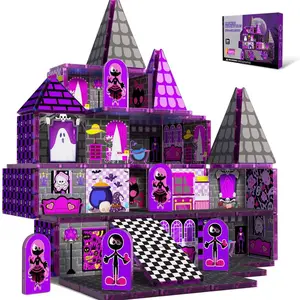 Mini Magnetic Tiles Stem Educational Toy, Dollhouse Theme, Sensory Learning Puzzle for Kids Aged 3+, Ideal for Travel and Gifts