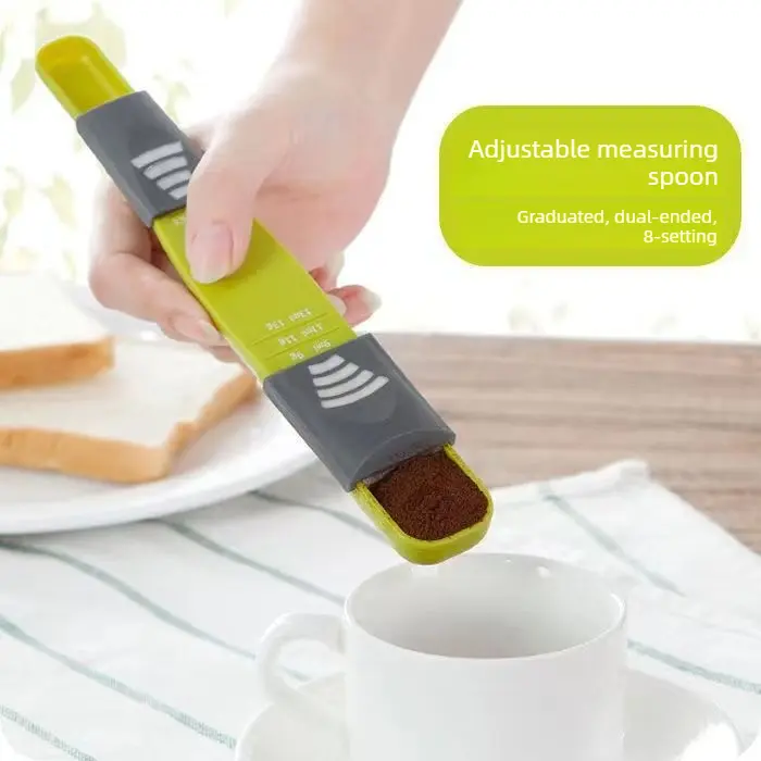 2-Tone Adjustable Measuring Spoon - Sliding Scale Design, Double-Head Scoop for Precise Portion Control, Baking, Cooking, Coffee & Spice Powder Kitchen Utensils