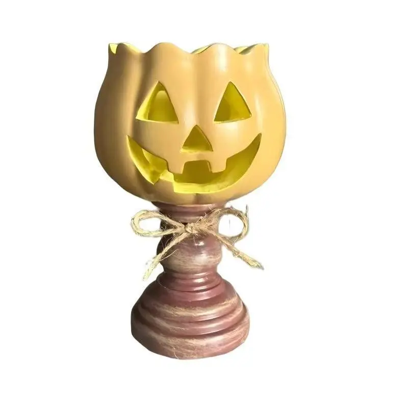 Rustic Pumpkin Tea Light Candle Holder, Farmhouse Style Halloween Decoration, Thanksgiving & Halloween Party Centerpiece, Fall Table Decor