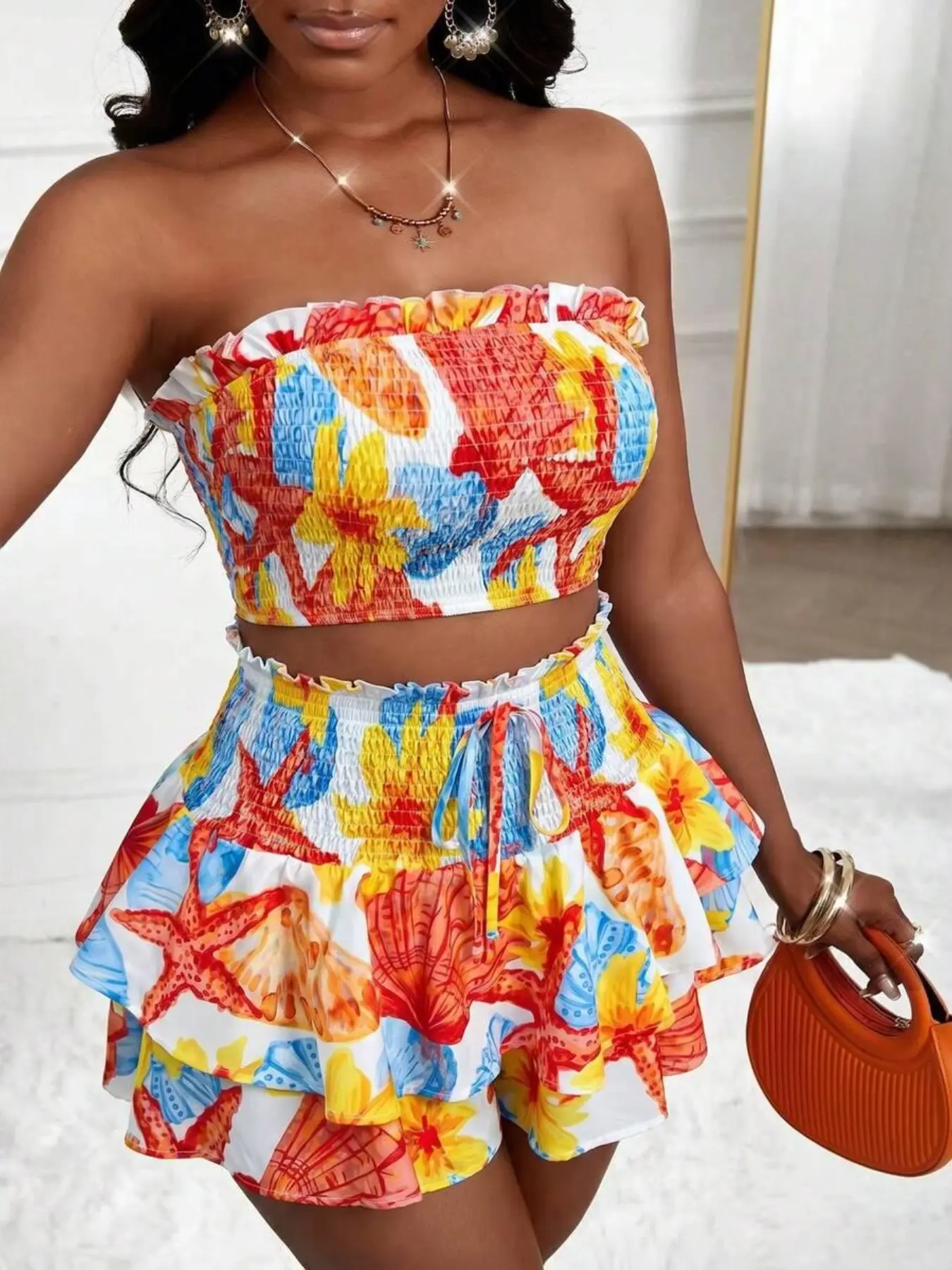 Women's Summer Casual Striped Short Sleeve Top & Mini Skirt Set, Elegant 2-Piece, Comfortable, Stylish and Breathable, Perfect for Daily Wear