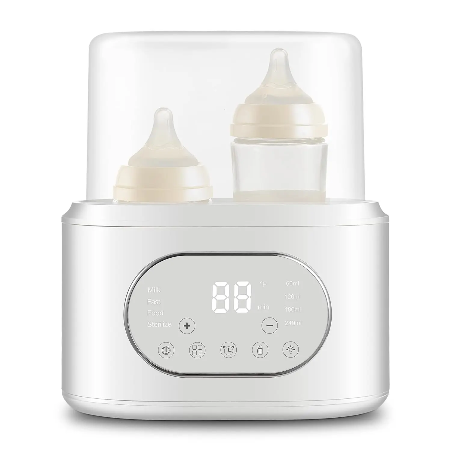 Bottle Warmer, 10-in-1 Fast Baby Bottle Warmer  Breastmilk & Formula, Double Milk Warmer with Timer, Accurate Temp Control, Thaw, Steaming, Heat Food, Keep Warm and Night Light