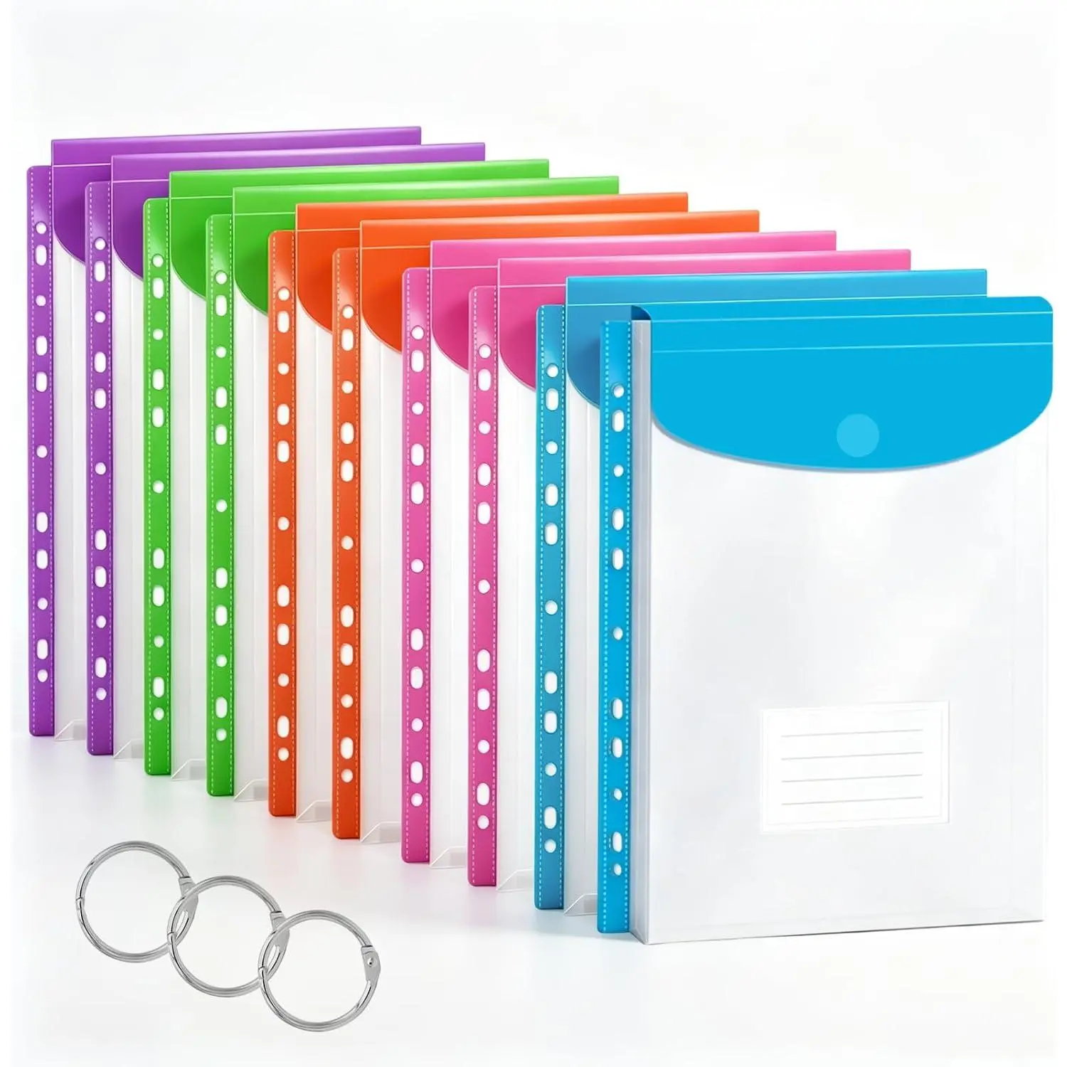 Binder Dividers & Sheet Protectors for 2/3/4 Ring Binder - 3 Sets of 24 Pack A4 Plastic Sleeves with 8 Tab Binder Sleeves, Clear Page Protectors for School,  & Office Organization