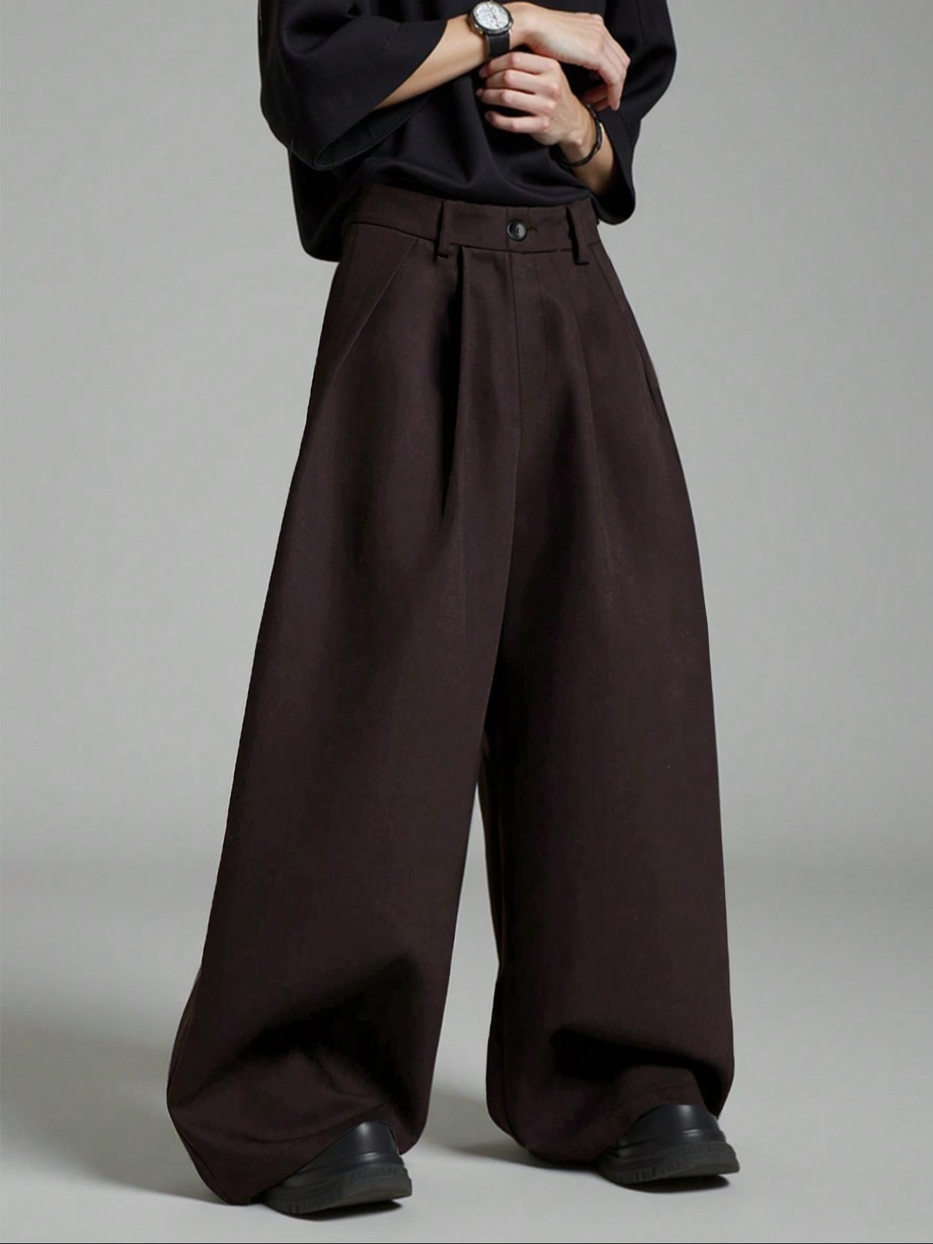 Men's Classic Solid Color Wide-Legged Dragging Pants, Loose Street Fashion Casual Comfy Pocket Trousers for Daily Wear, Trendy Men's Bottoms for All Seasons