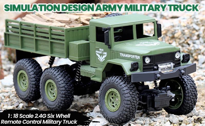 Military Truck 2.4Ghz Off-Road Remote Control Car RC 4WD Truck for ATVs, Children's Day Ideal Gift for Boys (Green)