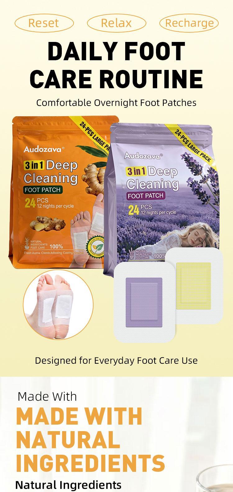 Lavender Detox Foot Pads for Sleep & Stress Relief 24 Patches Magnesium Glycinate Foot Care Therapy Natural Herbs