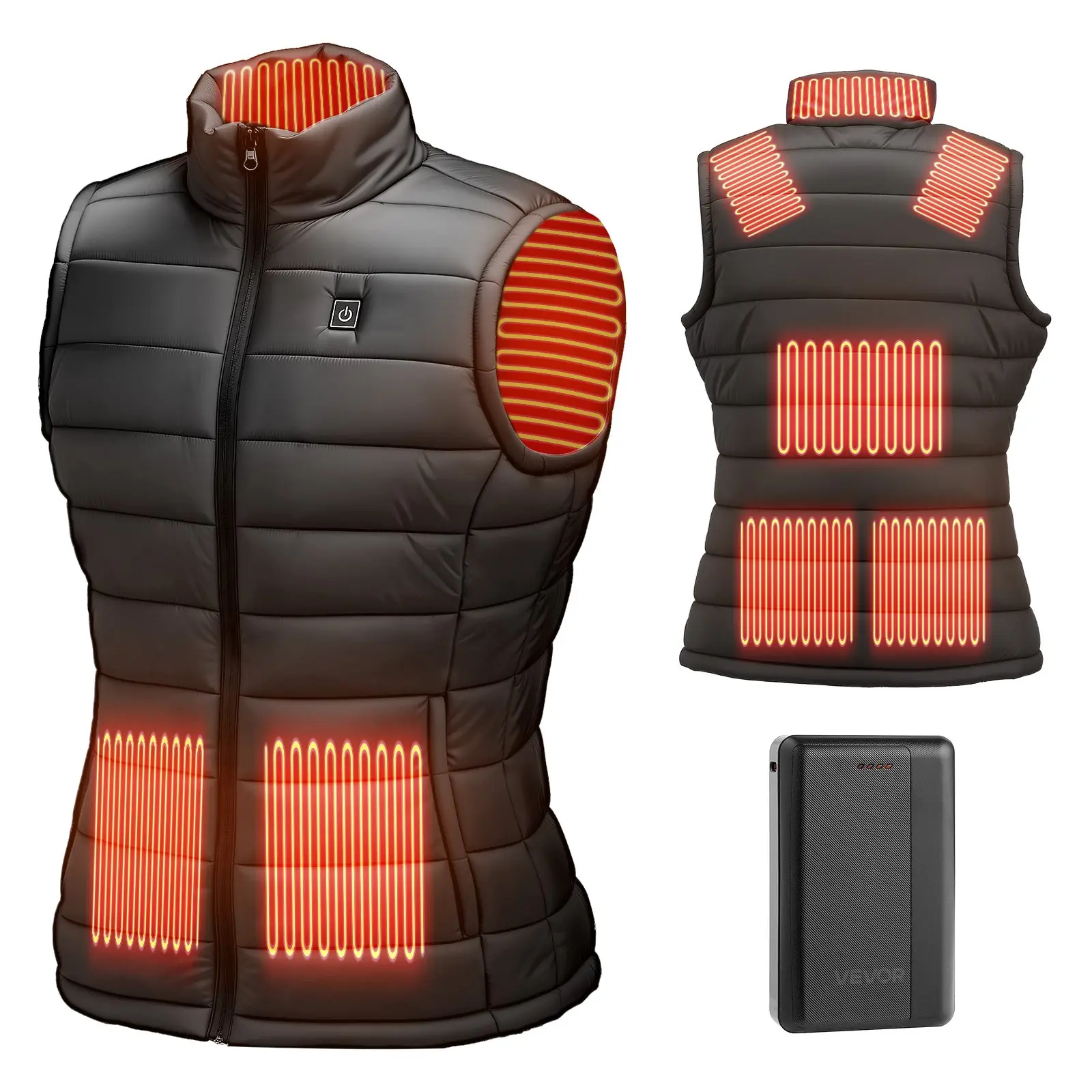 【DealsForYouDays】VEVOR Heated Vest, Women Electric Heating Vest with 16000 mAh Battery Pack, 8 Heating Zones Lightweight Rechargeable Winter-Vest with 3 Levels, for Outdoor Hiking Camping Fishing Skiing, Size L