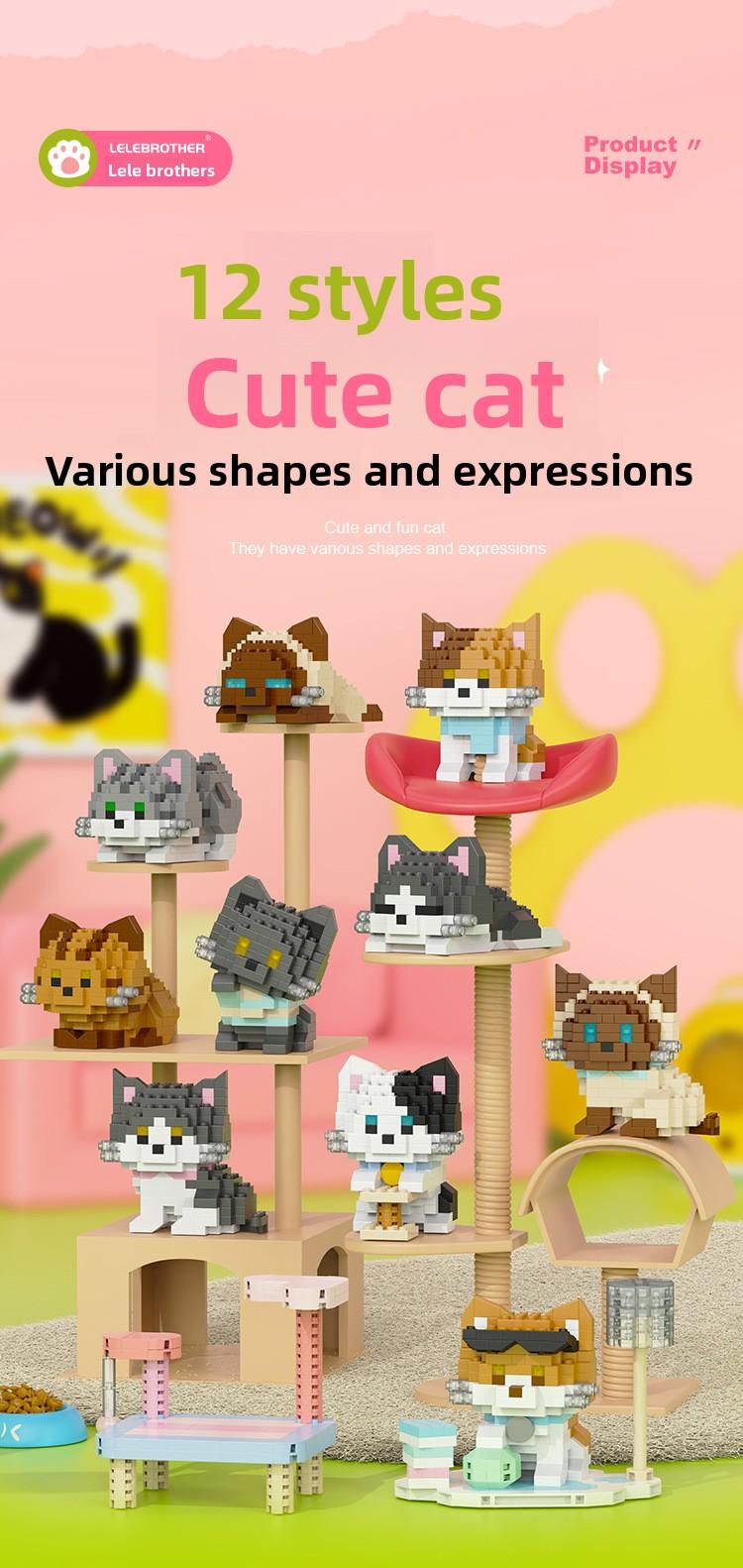 Cute Mini Particle Cat & Dog Building Blocks, Fun for Kids & Adults, Decor & Gift Idea, Perfect Time Killer,6PCS Cartoon Cat & Dog Pet Figures Building Blocks Set,Cute Cat Dog Micro Building Blocks Animal Model Kit for Kids Adults