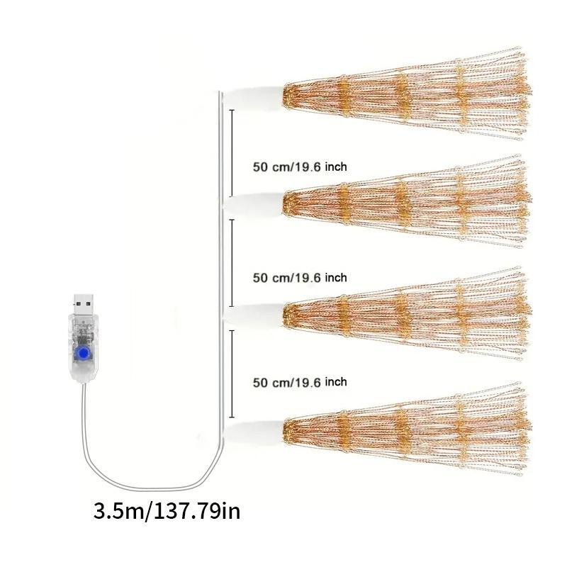 LED String Light, 1 Set USB Powered Firework Shaped LED String Lamp, Decorative Light for Home Garden Party Wedding, Atmosphere Light, Decoration, Garden Decorations, Outdoor Firework Lights