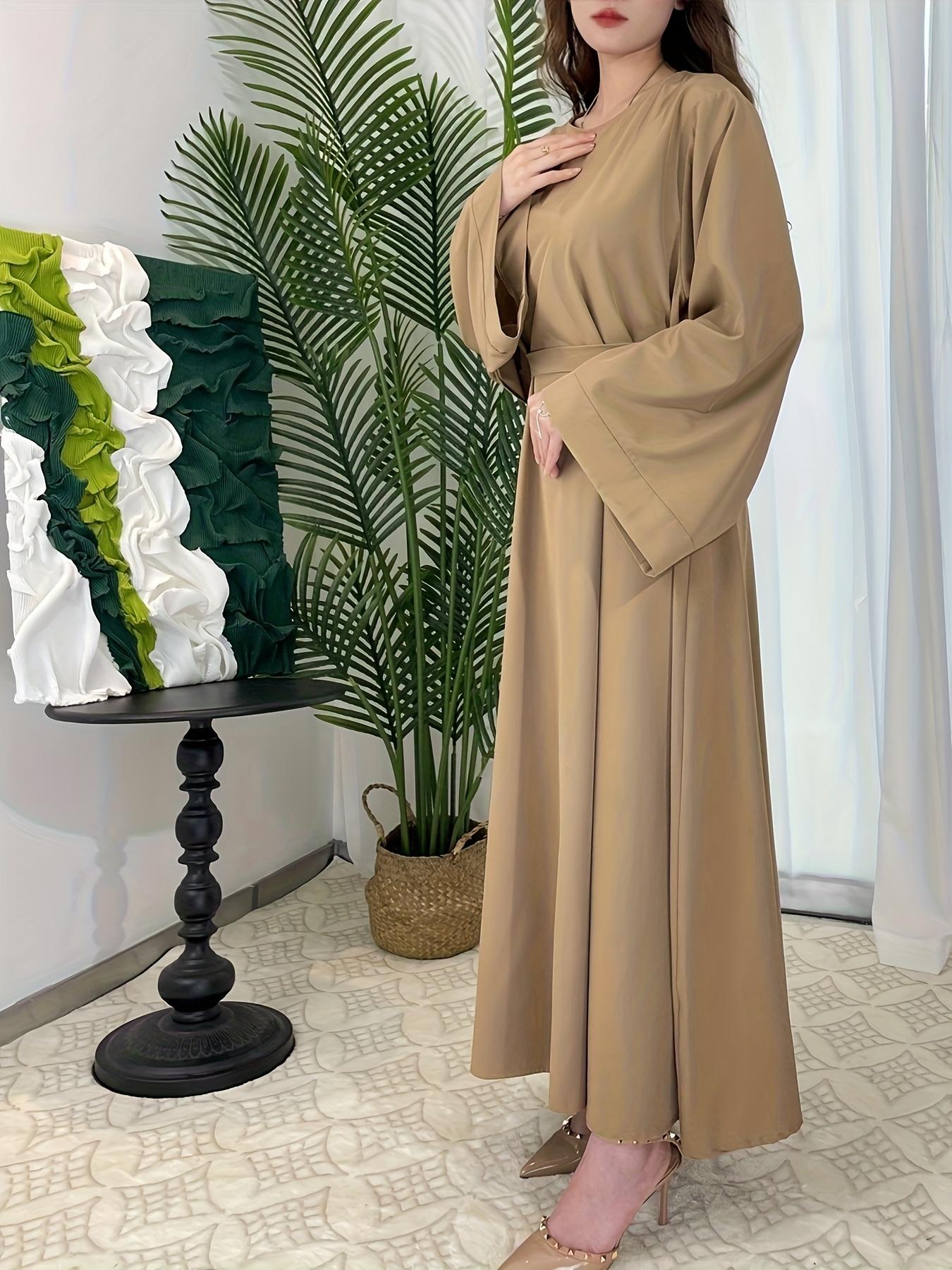 [Middle Eastern Loose Fit Dress] Elegant Green Arabic Women's Muslim Robe |   Middle Eastern Flared Sleeve Long Dress |   Loose Fit All-Season Versatile Home Festival Traditional Attire