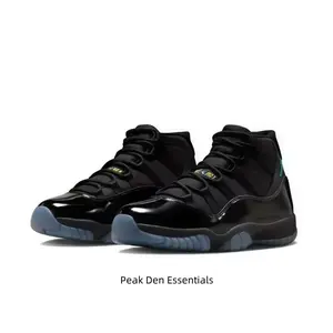 Men Retro Patent Leather High Top Basketball Sneakers, Shiny Black Upper with Icy Blue Transparent Cushion Sole, Fashion Non-Slip Streetwear Trainers for Sports Party Daily Casual Outfits