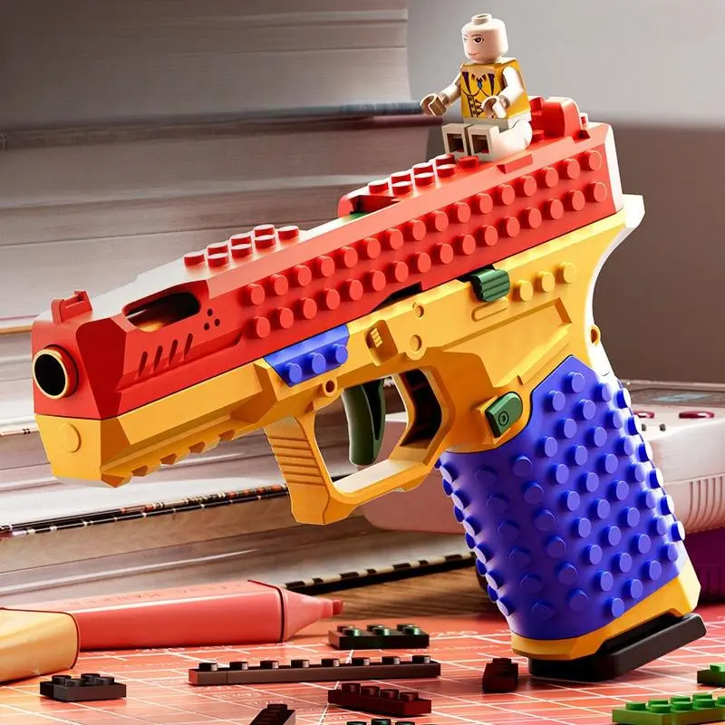 Christmas Birthday Gift for Boys Girls, Automatic Projectile Building Gun, Stem Construction Set, Safe Non-Toxic Toy, Parent-Child Assembly Kit