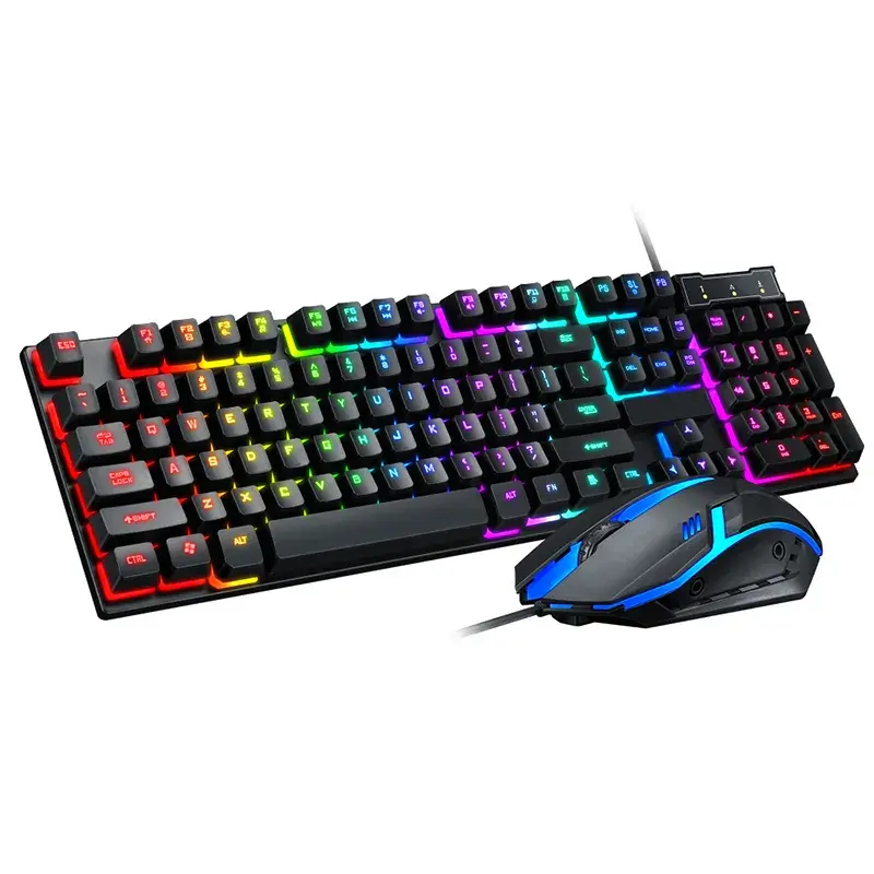 Custom OEM KM100 104-Key ABS Gaming Keyboard and Mouse Combo Pack - USB Wired, 1600 DPI Optical Tracking, Rainbow LED Backlight, 12-Month Support for Gamers, PC/Laptop/Desktop Compatible, Gaming/ Usb Wired/Led Back Light