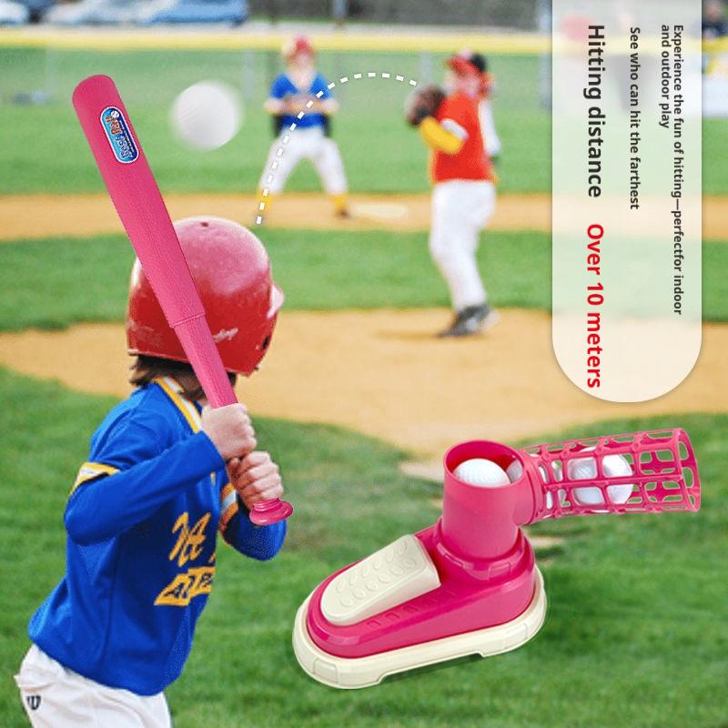 Fun Launcher Baseball Toy for Kids – Pop-Up Pitching Machine with Bat & 3 Balls – Outdoor Sports Game, Gift for Boys & Girls Ages 3-8,Children's foot-operated catapult baseball training machine, automatic baseball launcher for indoor and outdoor sports